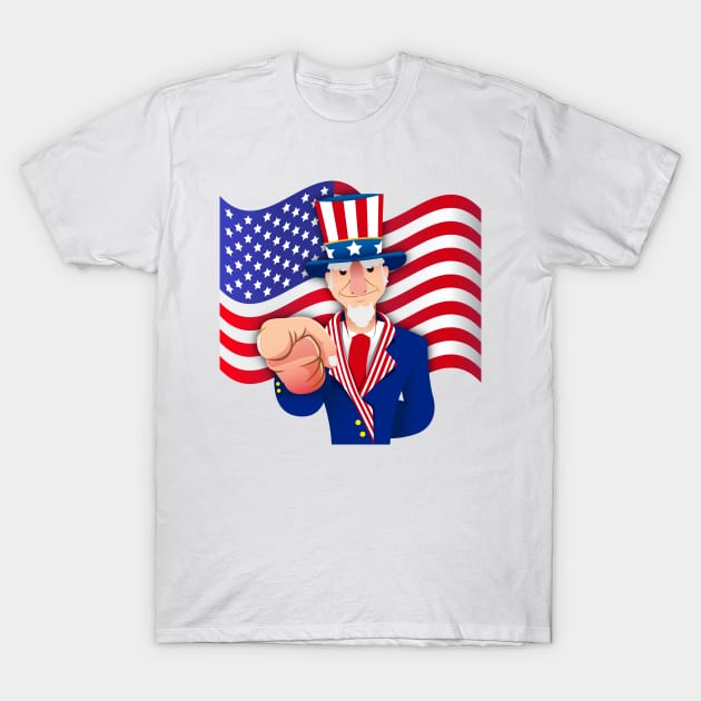 Uncle Sam Illustration T-Shirt by perrolin